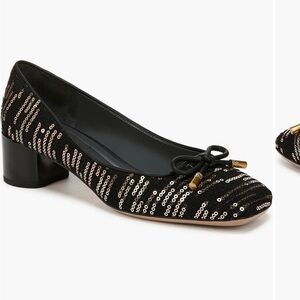 Franco Sarto Black and Gold Sequin Flats